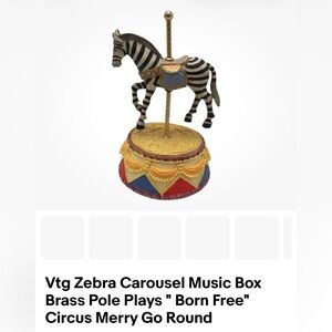 Lot of 2 Iron & Resin Zebra & giraffe Carousel Decor